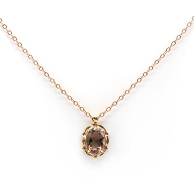 Lot 199 - A gold smoky quartz pendant