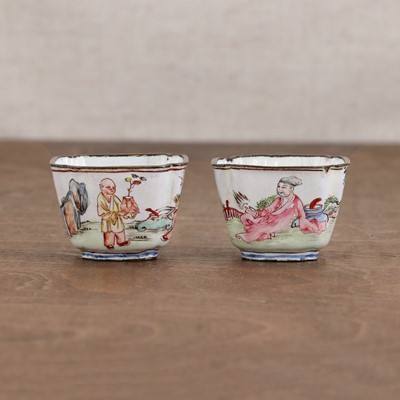 Lot 315 - A pair of Chinese painted enamel wine cups