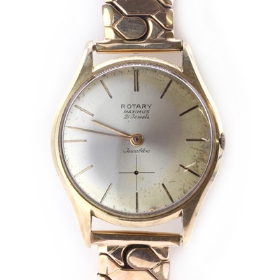 Lot 308 - A gentleman's 9ct gold Rotary mechanical bracelet watch