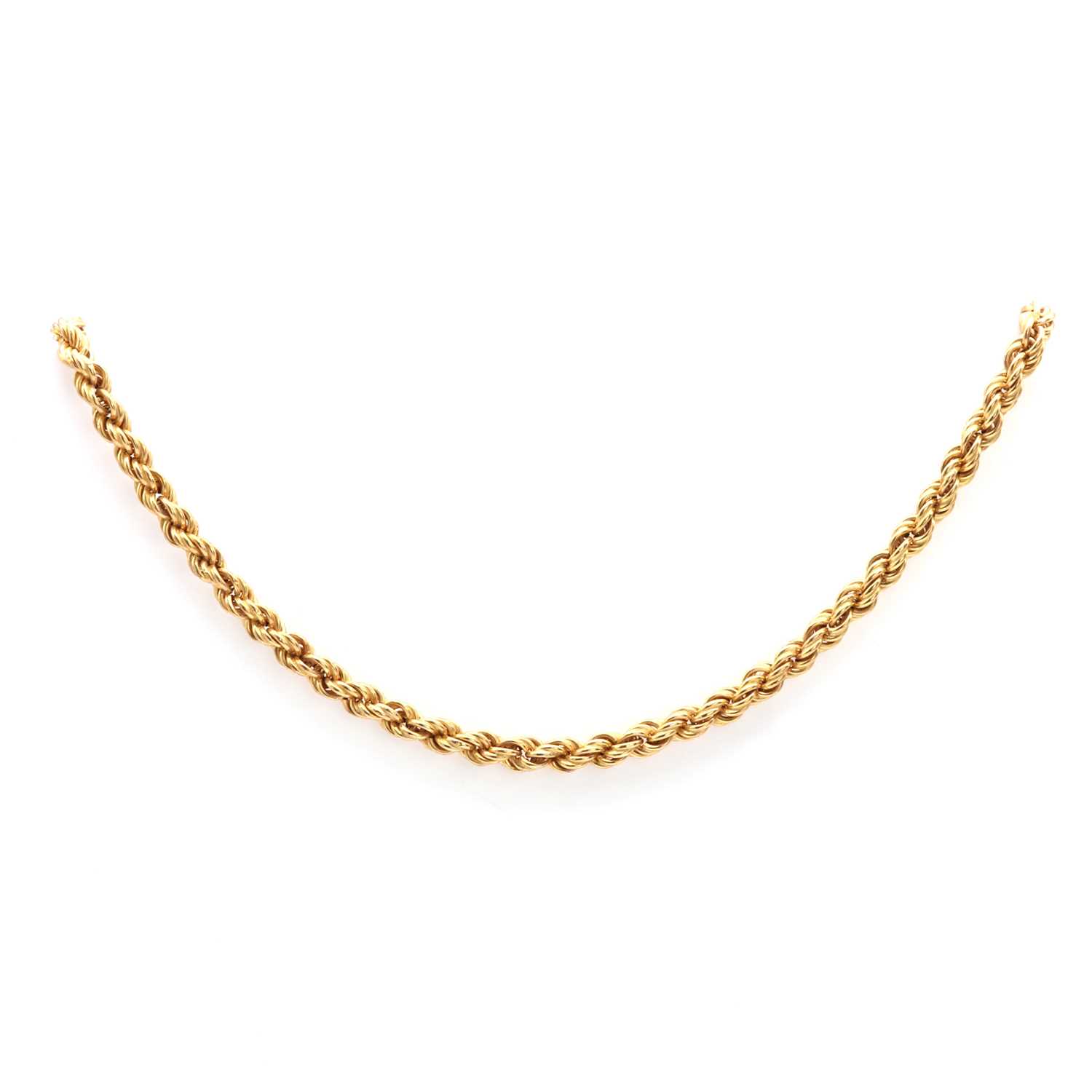 Lot 127 A 9ct gold rope link chain,