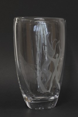 Lot 487 - A Swedish Kosta 'Hästdressyr' or 'Manége' glass vase