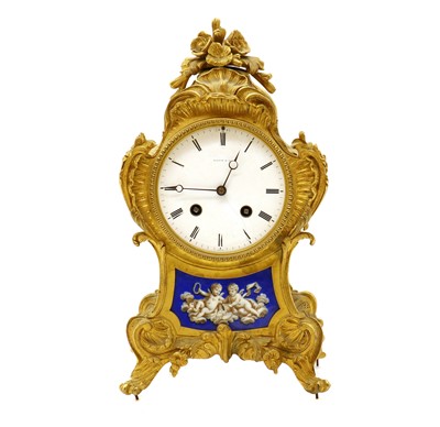 Lot 263 - A gilt bronze and porcelain mantel clock