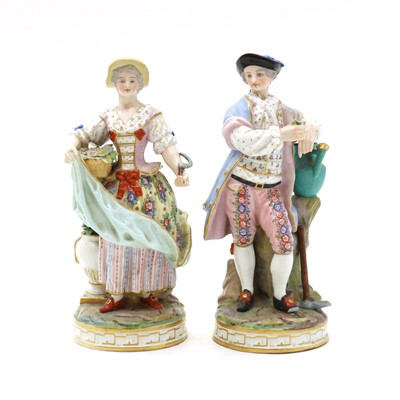 Lot 74 - A pair of porcelain Meissen style figures