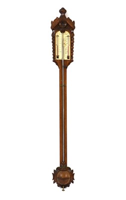 Lot 345 - A Victorian oak stick barometer