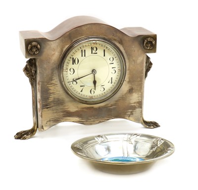 Lot 296 - A French silver plated mantel timepiece