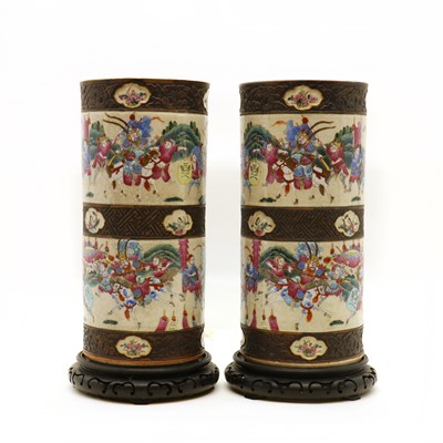 Lot 51 - A pair of Chinese famille rose vases