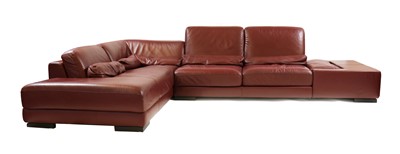 Lot 484 - A Roche Bobois red leather corner sofa