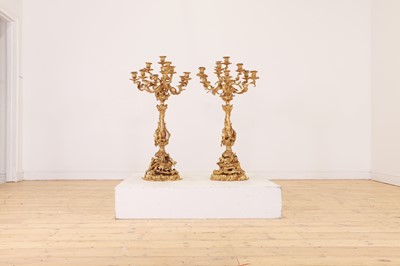 Lot 639 - A large pair of Louis XV-style gilt-bronze candelabra