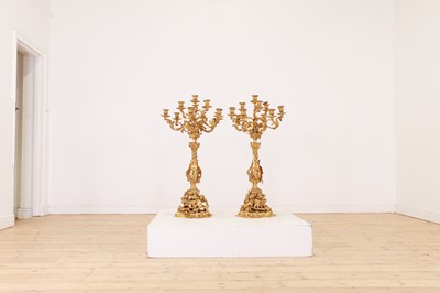 Lot 639 - A large pair of Louis XV-style gilt-bronze candelabra