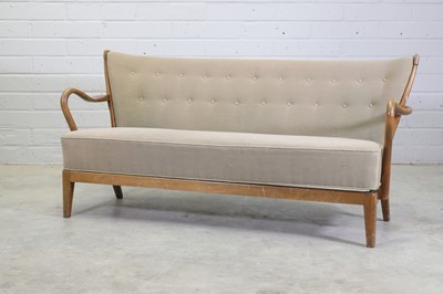 Lot 227 - A Danish Modern spindle-backed beech settee