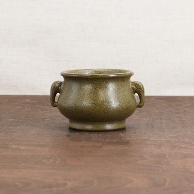 Lot 113 - A Chinese tea-glazed incense burner