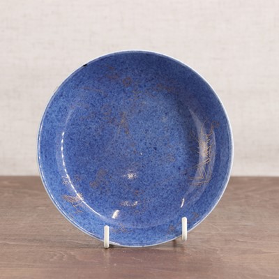 Lot 69 - A Chinese powder-blue-glazed saucer