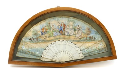 Lot 193 - A bone and hand painted fan