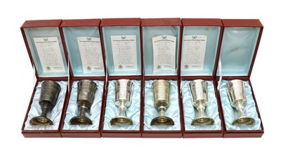 Lot 40 - A set of six silver 'Hertford Elizabethan Chalice' cups