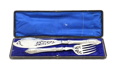Lot 50 - A cased pair of Victorian silver fish servers
