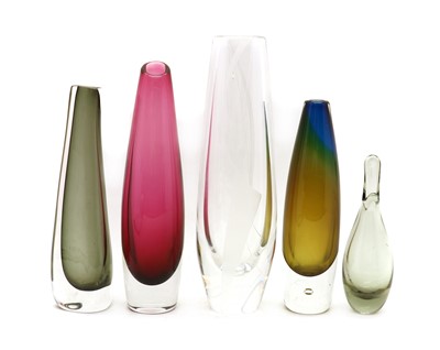 Lot 136 - A group of five Scandinavian glass vases