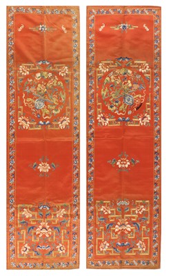 Lot 246 - A pair of Chinese embroidered chair covers