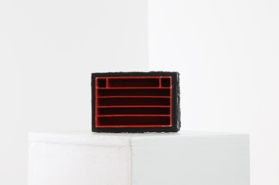 Lot 63 - A black wax seal embellished box