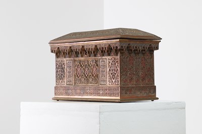 Lot 309 - A copper, brass and enamel casket by Rafael Contreras
