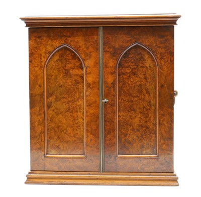 Lot 341A - A Victorian burr walnut coin or collector's cabinet