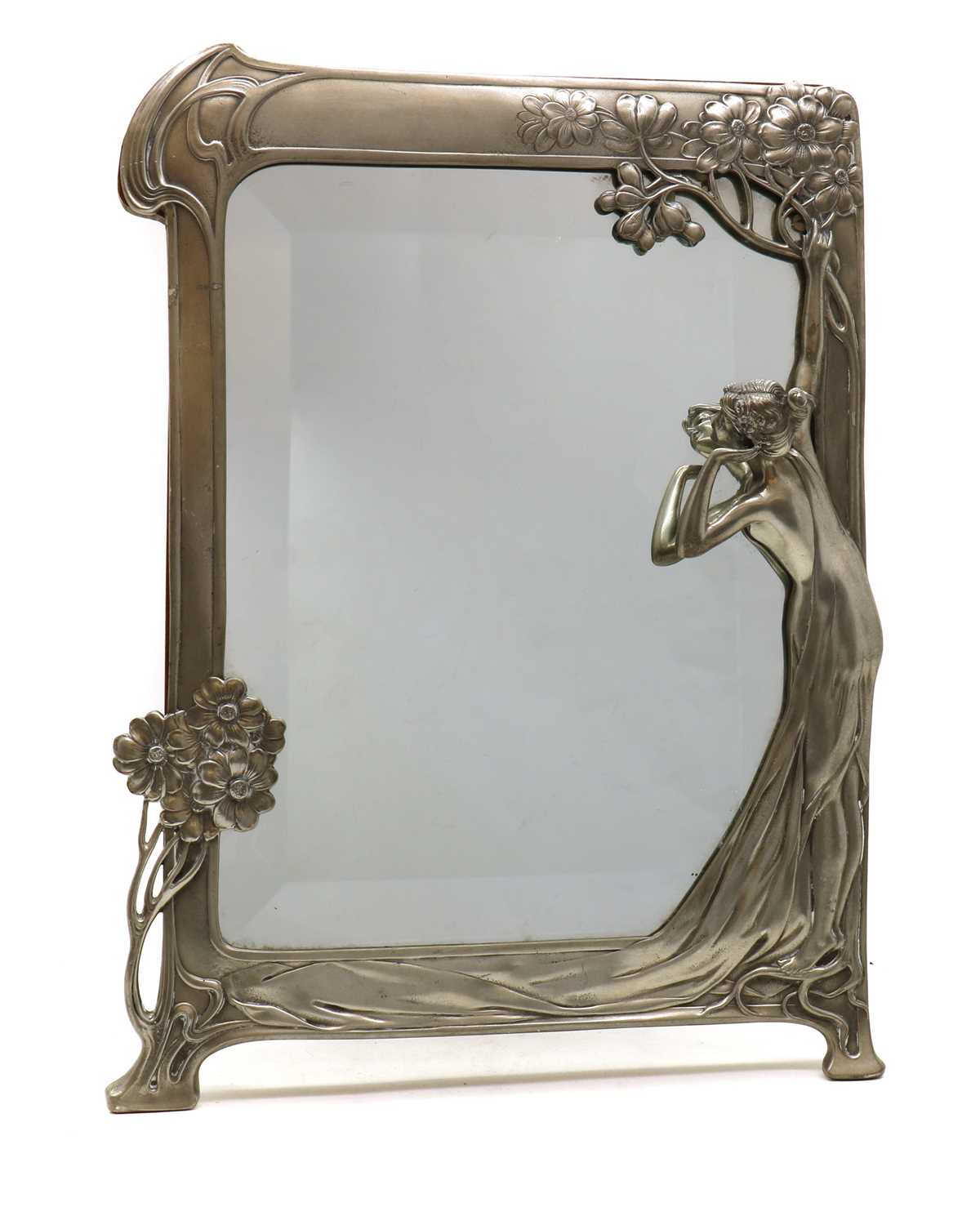 Lot 346 A WMF style pewter easel back mirror