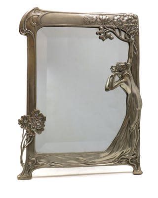 Lot 346 - A WMF style pewter easel back mirror
