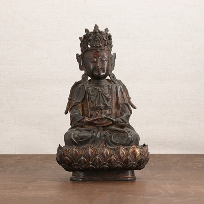 Lot 215 - A Chinese gilt-lacquered bronze bodhisattva