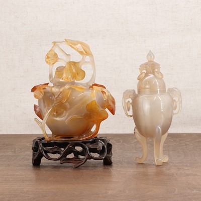 Lot 190 - A Chinese agate vase and cover