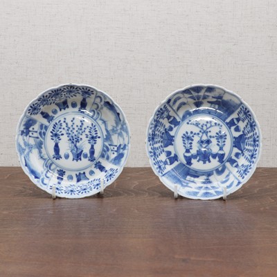 Lot 49 - A pair of Chinese blue and white saucers