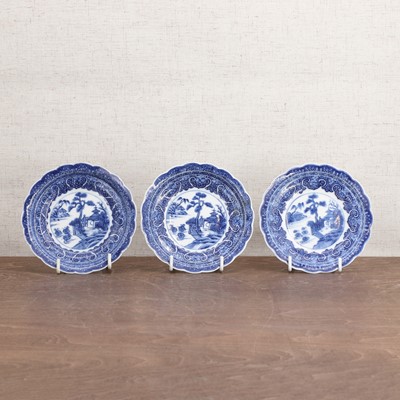 Lot 262 - Three Japanese blue and white saucers