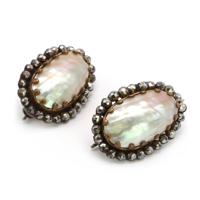 Lot 3 - A pair of Georgian "coque de pearl" cut steel earrings