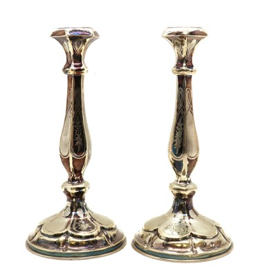 Lot 54 - A pair of Austrian silver candlesticks