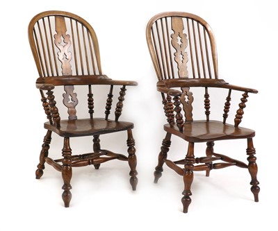 Lot 449 - A near pair of ash and elm Windsor chairs