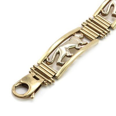 Lot 121 - A 9ct two colour gold panel bracelet