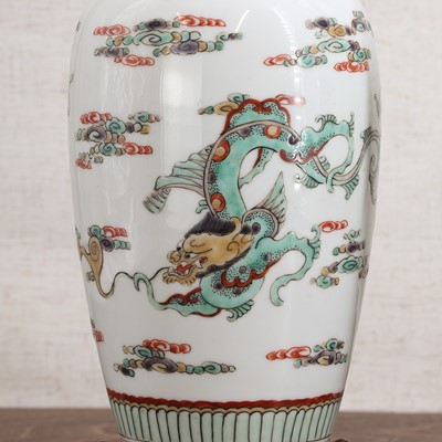 Lot 83 - A pair of Chinese famille verte vases