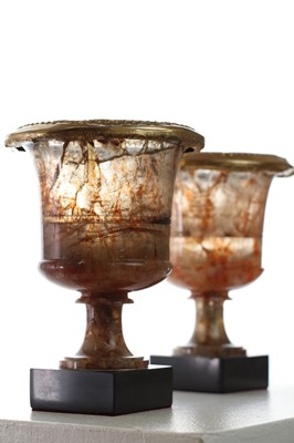 Lot 210 - A pair of George III Derbyshire fluorspar campana vases in the manner of Richard Brown
