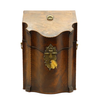 Lot 177 - A George III strung mahogany serpentine knife box