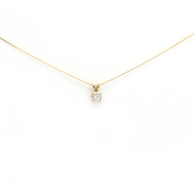 Lot 59 - A gold single stone diamond pendant