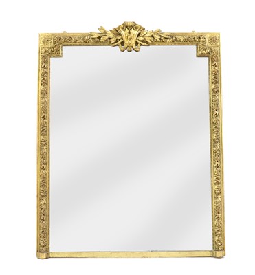 Lot 430 - A gesso gold-coloured overmantel mirror