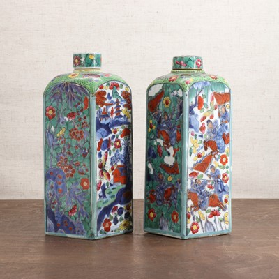 Lot 135 - Two Chinese clobbered vases and covers