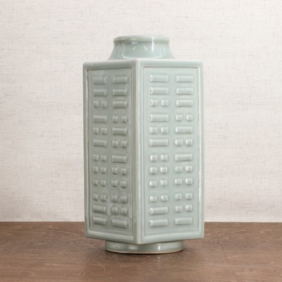 Lot 168 - A Chinese celadon cong vase