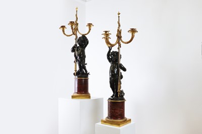 Lot 70 - A pair of French Empire bronze and marble candelabra attributed to François Rémond (c.1747-1812)