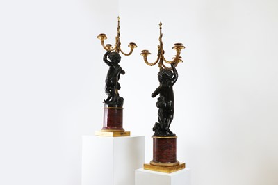Lot 70 - A pair of French Empire bronze and marble candelabra attributed to François Rémond (c.1747-1812)