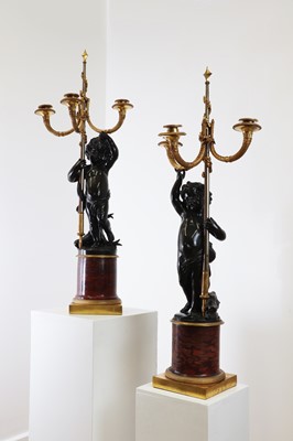 Lot 70 - A pair of French Empire bronze and marble candelabra attributed to François Rémond (c.1747-1812)