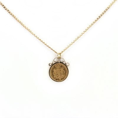 Lot 278 - A Queen Victoria shield back half sovereign pendant