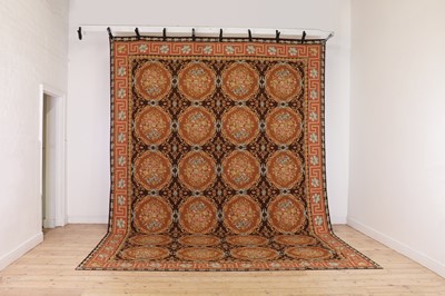 Lot 42 - A flat-weave wool carpet of Aubusson design