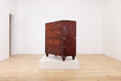 Lot 587 - A mahogany campaign chest