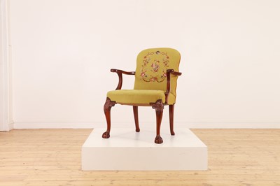 Lot 59 - A George II-style walnut elbow chair