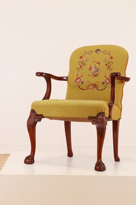 Lot 59 - A George II-style walnut elbow chair