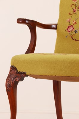 Lot 59 - A George II-style walnut elbow chair
